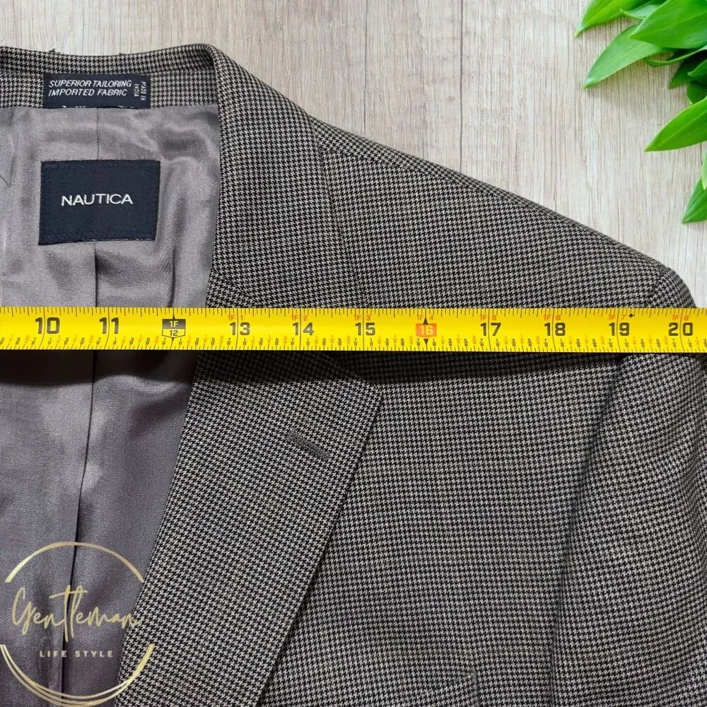 NAUTICA Men’s Blazer Sport Coat Classic Fit 2-Button Jacket 44L Gray Wool